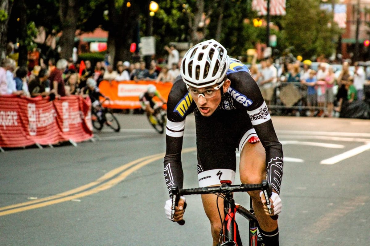 John racing in a criterium